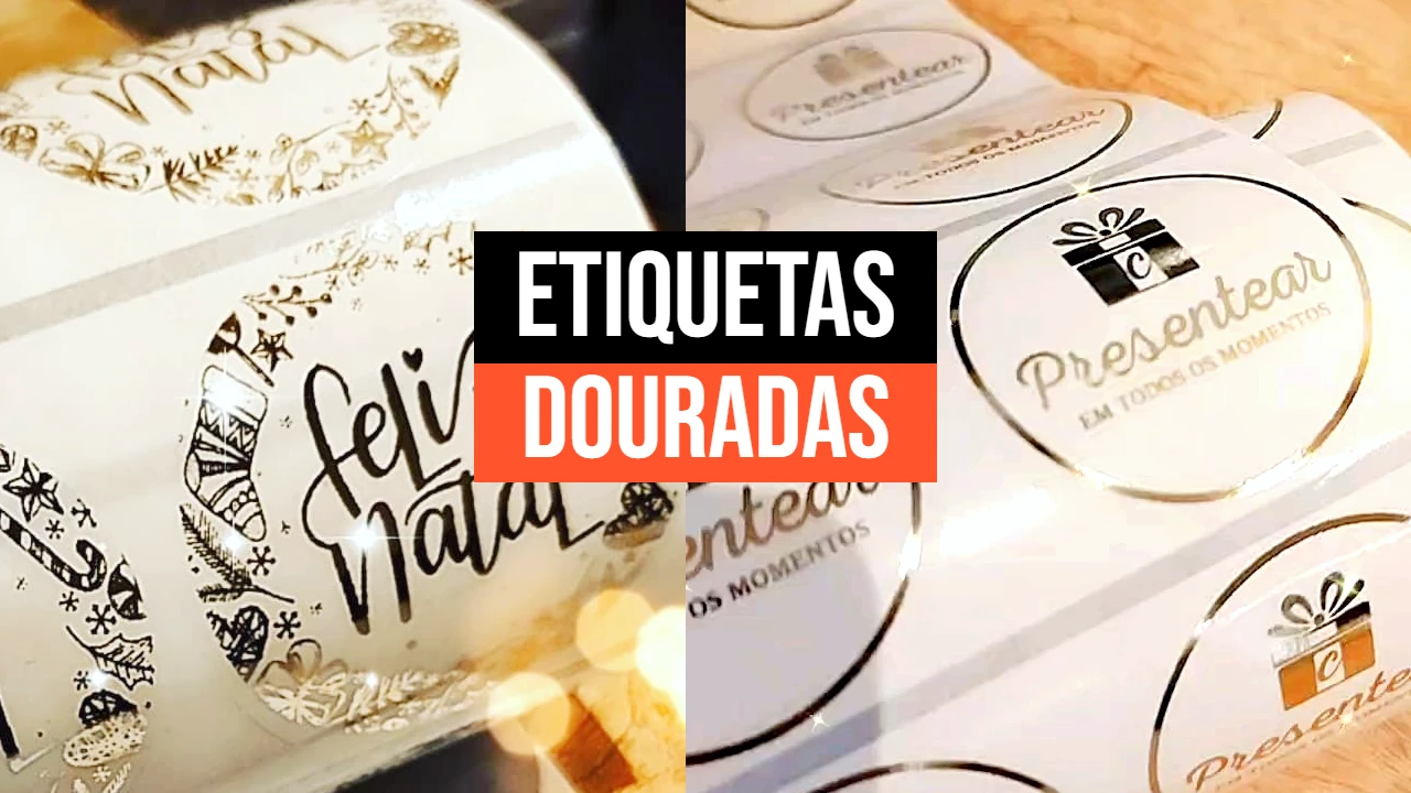 etiqueta dourada personalizada