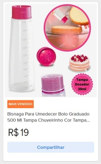 bisnaga para umedecer bolo