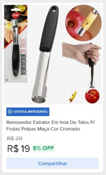 removedor extrator em inox de talos para frutas maça