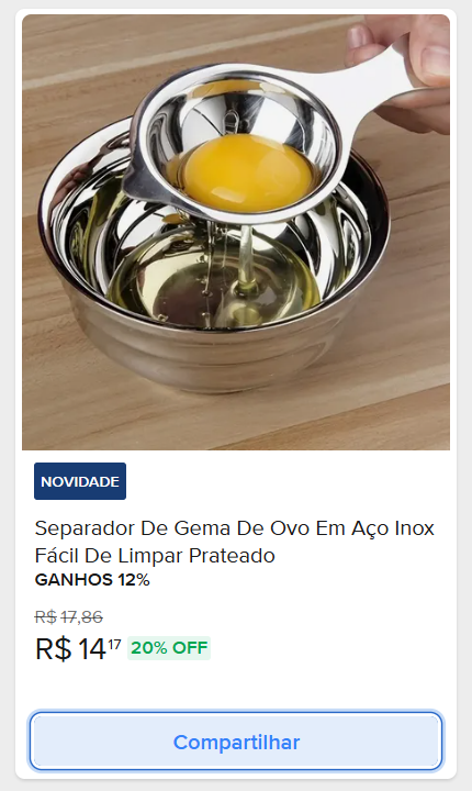 separador de gema de ovo em aço inox
